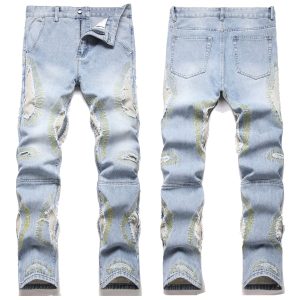 Panel Distressed Straight Jeans
