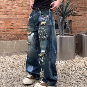 Distressed Straight Jeans
