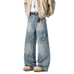 Faded Blue Panel Jeans