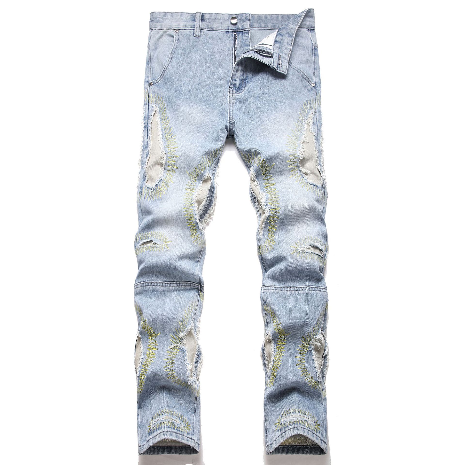 Panel Distressed Straight Jeans - Image 2