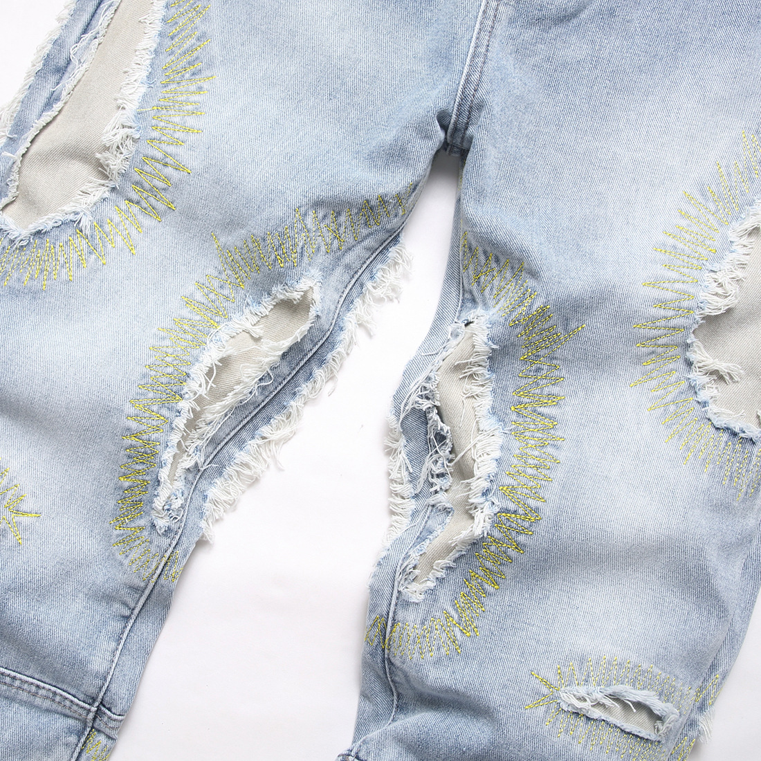 Panel Distressed Straight Jeans - Image 4