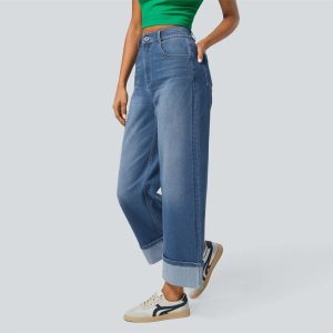 Cuffed Hem Wide Leg Jeans alternate view