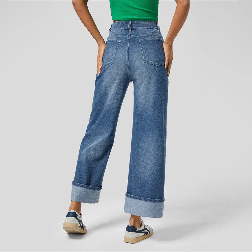 Cuffed Hem Wide Leg Jeans image 3