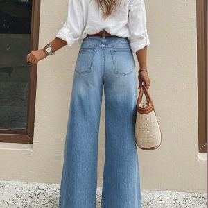 Light Blue Palazzo Wide Leg Jeans alternate view