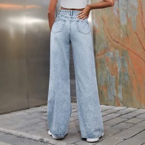 Light Wash Ripped Wide Leg Jeans alternate view