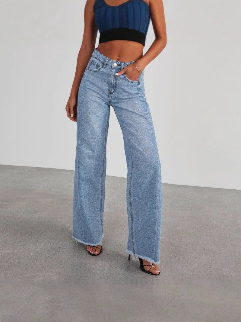 Mid Rise Washed Wide Leg Jeans image 1