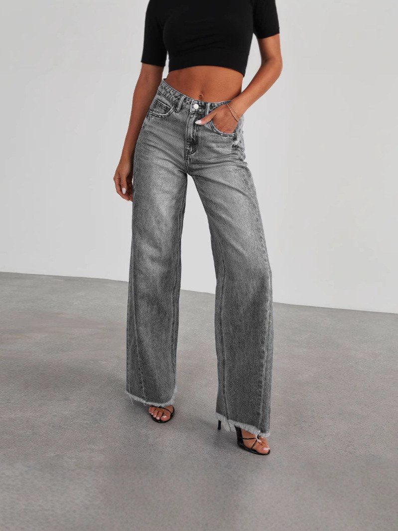Mid Rise Washed Wide Leg Jeans image 3