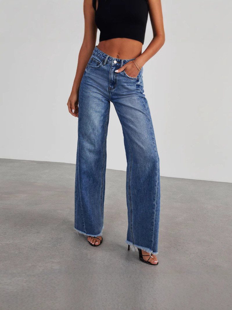 Mid Rise Washed Wide Leg Jeans image 4