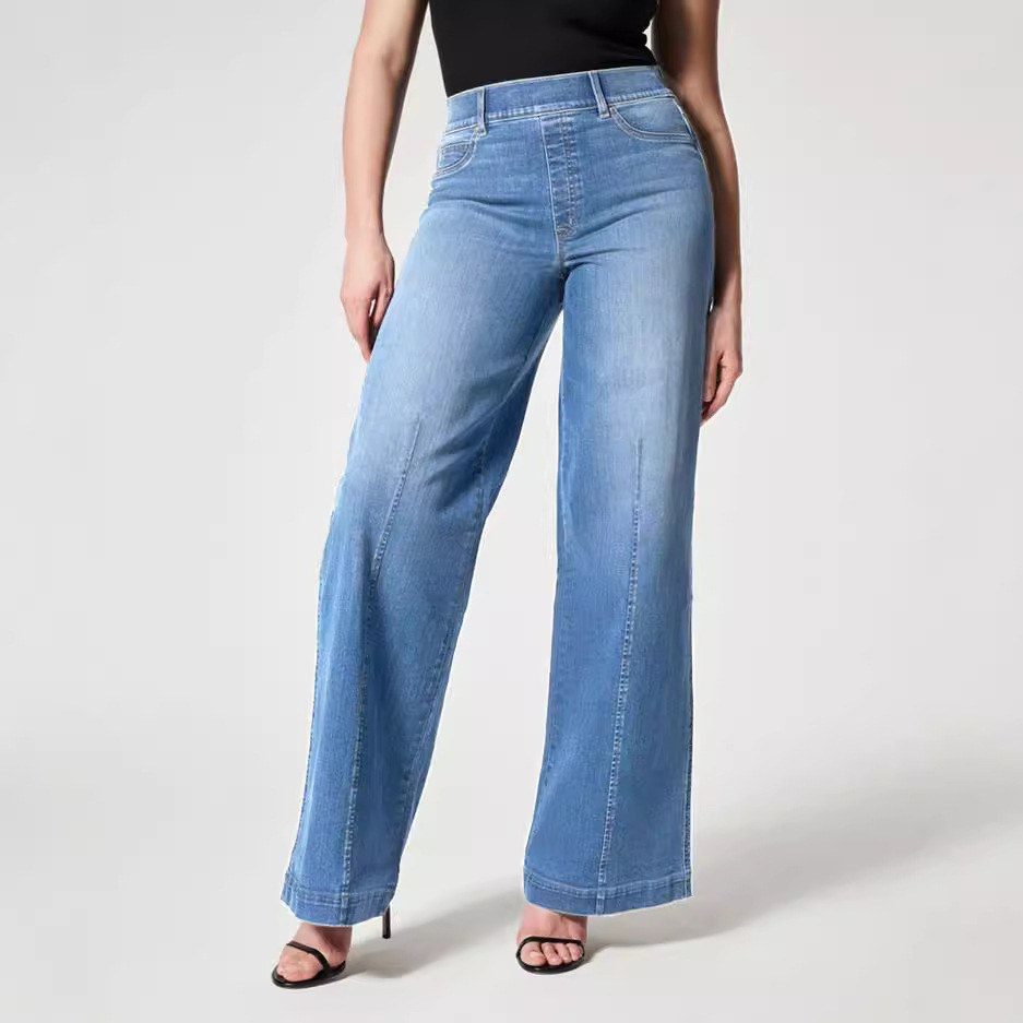 Stretch Washed Wide Leg Jeans image 3