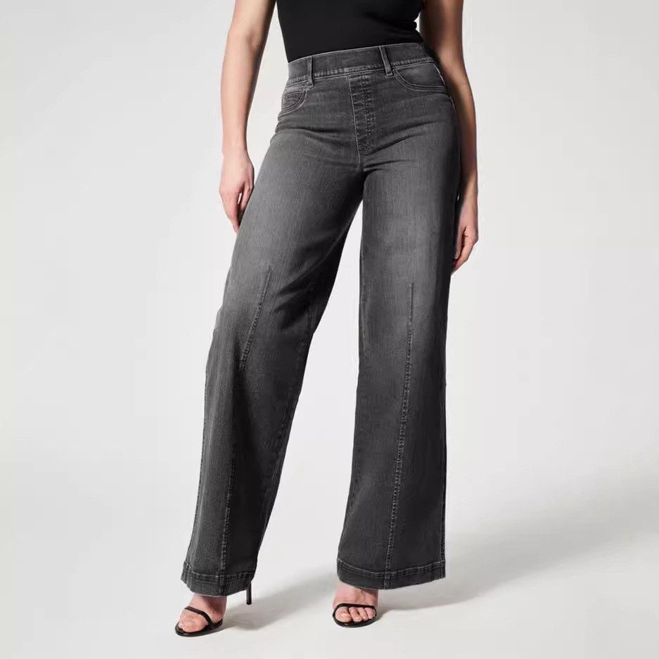 Stretch Washed Wide Leg Jeans image 4