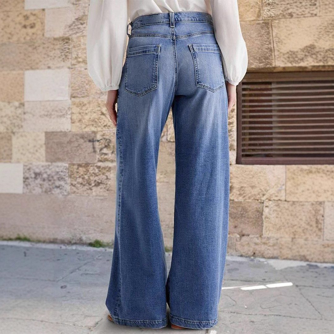 Vintage Wash Belted Wide Leg Jeans image 3