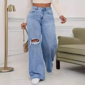 Distressed Wide Leg Jeans