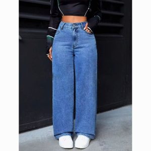 High Waist Washed Wide Leg Jeans Relaxed