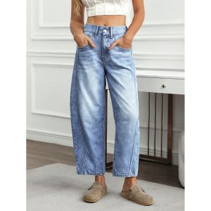 Washed Wide Leg Jeans Street