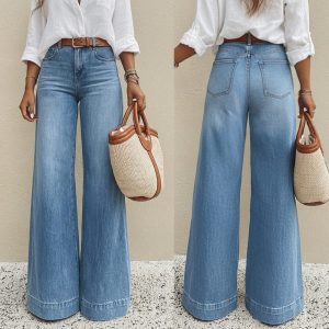 Washed Wide Leg Jeans Relaxed