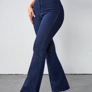 High Waist Stretch Blue Flare Jeans Classic