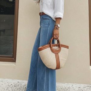 High Waist Washed Wide Leg Jeans Street alternate view