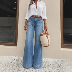 Washed Wide Leg Jeans Relaxed alternate view