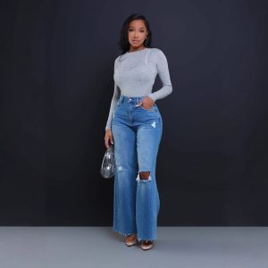 High Waist Distressed Wide Leg Jeans alternate view