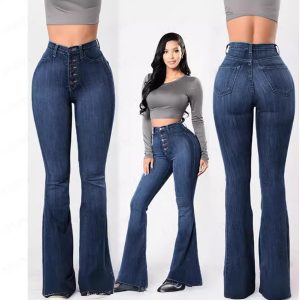 High Waist Stretch Blue Flare Jeans alternate view